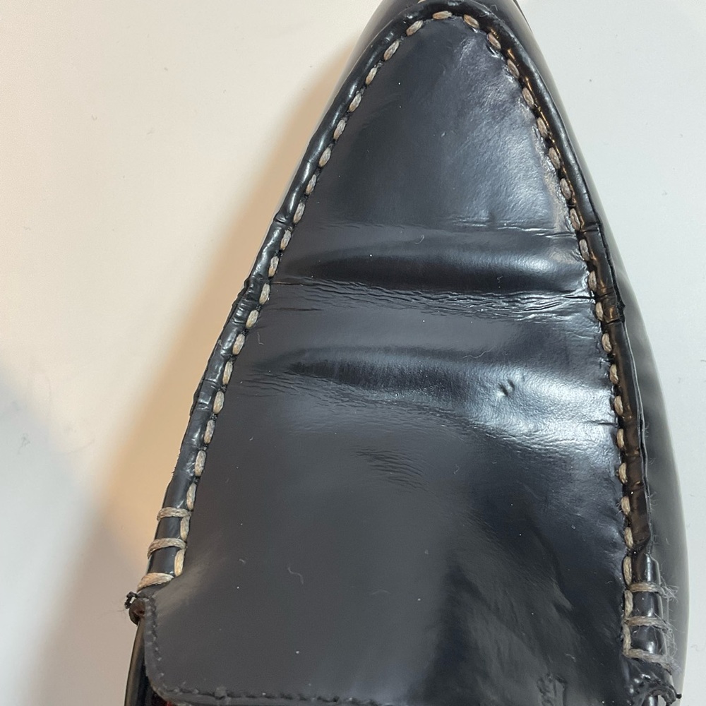 Vintage Tod’s Black Leather Pointy Toe Vintage Driver Moccasin Loafers - Picture 5 of 10